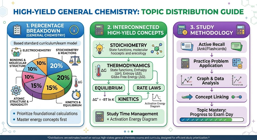10 Proven Strategies to Crush Your ACS General Chemistry Study Guide and Pass with Confidence 3 A clear visual pie chart illustrating high-yield topic distributions like stoichiometry, thermodynamics, and kinetics.