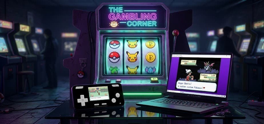 Pokémon Gambling ROM Hacks: Best Picks & How to Play (2025) 2 Pokemon gambling ROM hacks main feature banner showing neon slot machine and emulators