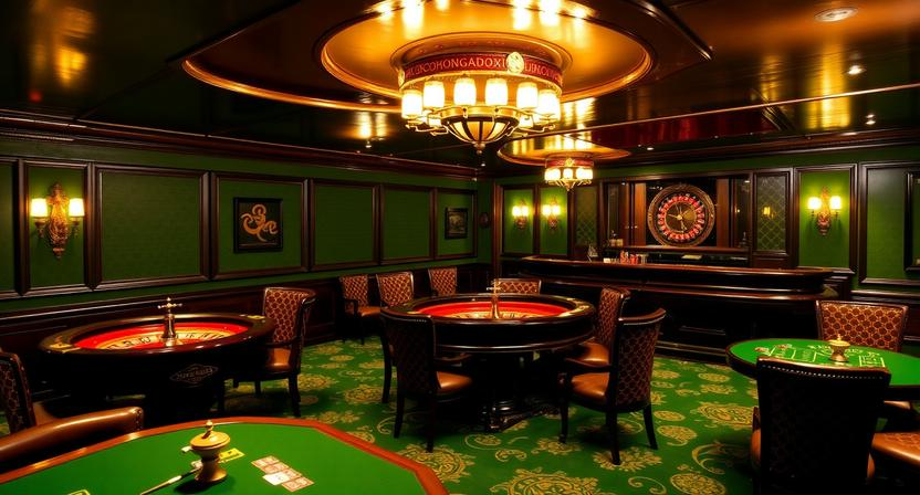 Illegal floating casino ship vintage luxury gambling table
