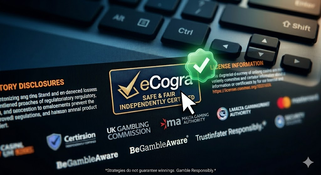 How to verify a real money casino license with eCogra and state gaming control seals.