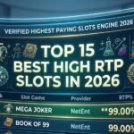 A high-tech digital display showing statistical metrics of the best high rtp slots in 2026